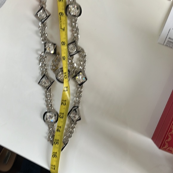 Vtg Oscar De La Renta Signed silver black rhinestone double necklace - Picture 10 of 12